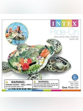 Intex Ride-On Realistic Sea Turtle Pool Float - Tropical Print